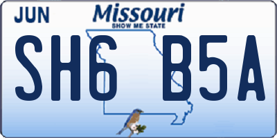 MO license plate SH6B5A