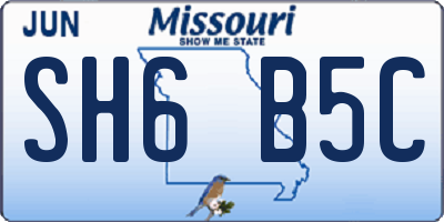 MO license plate SH6B5C