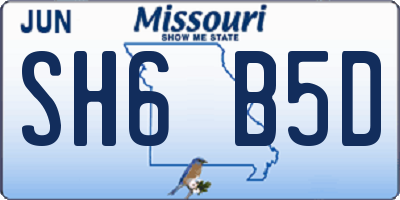 MO license plate SH6B5D