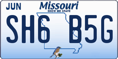 MO license plate SH6B5G