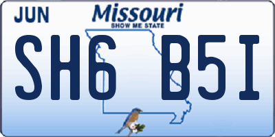 MO license plate SH6B5I