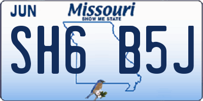 MO license plate SH6B5J