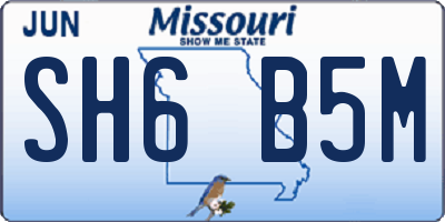 MO license plate SH6B5M
