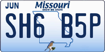 MO license plate SH6B5P