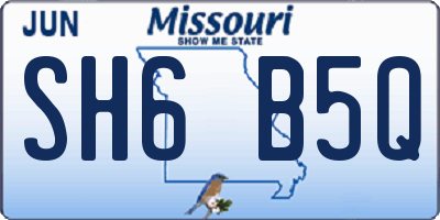 MO license plate SH6B5Q