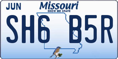 MO license plate SH6B5R