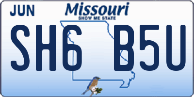 MO license plate SH6B5U
