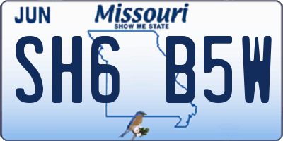 MO license plate SH6B5W