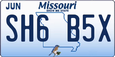 MO license plate SH6B5X