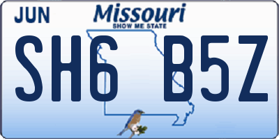 MO license plate SH6B5Z