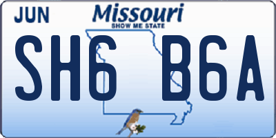 MO license plate SH6B6A