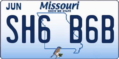 MO license plate SH6B6B