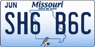 MO license plate SH6B6C