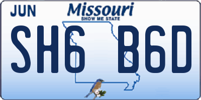 MO license plate SH6B6D