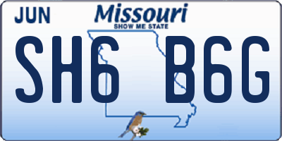 MO license plate SH6B6G