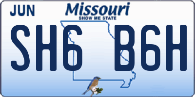 MO license plate SH6B6H