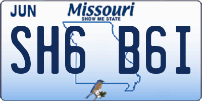 MO license plate SH6B6I
