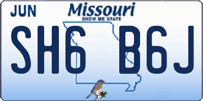 MO license plate SH6B6J