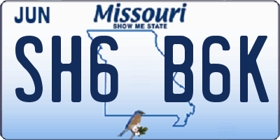 MO license plate SH6B6K