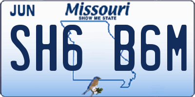 MO license plate SH6B6M