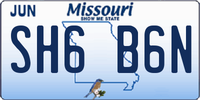MO license plate SH6B6N