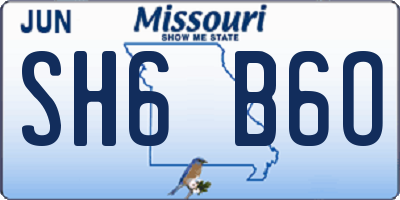 MO license plate SH6B6O