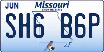 MO license plate SH6B6P