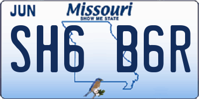 MO license plate SH6B6R