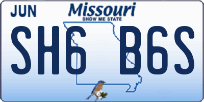MO license plate SH6B6S