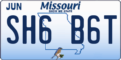 MO license plate SH6B6T