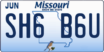 MO license plate SH6B6U