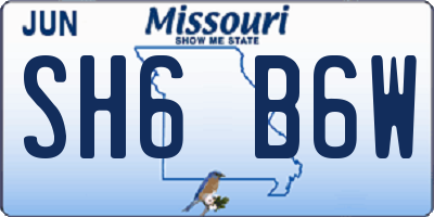 MO license plate SH6B6W