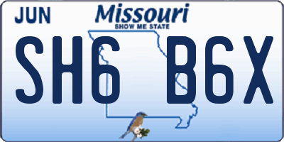 MO license plate SH6B6X