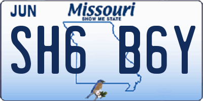 MO license plate SH6B6Y