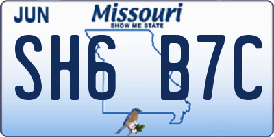 MO license plate SH6B7C