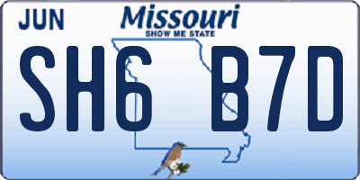 MO license plate SH6B7D