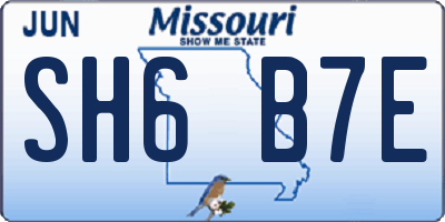 MO license plate SH6B7E