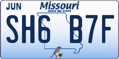 MO license plate SH6B7F