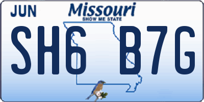 MO license plate SH6B7G