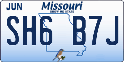 MO license plate SH6B7J