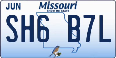 MO license plate SH6B7L