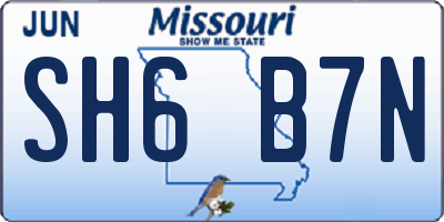 MO license plate SH6B7N