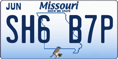 MO license plate SH6B7P