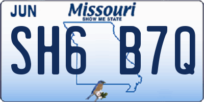 MO license plate SH6B7Q