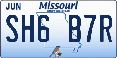 MO license plate SH6B7R