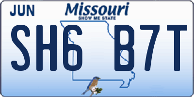 MO license plate SH6B7T