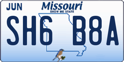 MO license plate SH6B8A