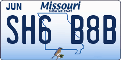 MO license plate SH6B8B