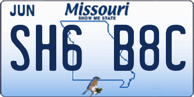 MO license plate SH6B8C