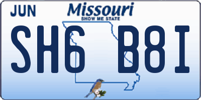MO license plate SH6B8I